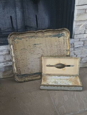 Italian Florentine tissue box & Tray